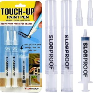 Slobproof Touch-Up Paint Pen - Refillable Paint Brush Pens - Touch-Up Paint Pens for Walls, Window, Wood - Fillable Paint Pens w/ Any Paint Types (Fill with Own Paint for a Precise Match), 2-in-1 Pack