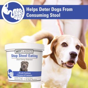 Vet Classics Stop Stool Eating Pet Health Supplement for Dogs – Dog Breath Freshener – Stops Dogs from Eating Stool – Enzymes, Probiotics – 90 Soft Chews