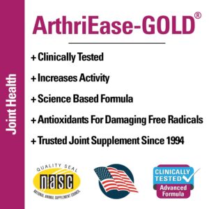 Vet Classics ArthriEase-Gold Hip & Joint Support for Dogs, Cats, Horses – Chewable Tablet Health Supplement – Alleviate Aches, Discomfort – for Flexibility, Healthy Joint – Antioxidant - 120 Ct