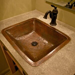 Premier Copper Products LREC19DB 19-Inch Hammered Copper Bathroom Sink, Oil Rubbed Bronze