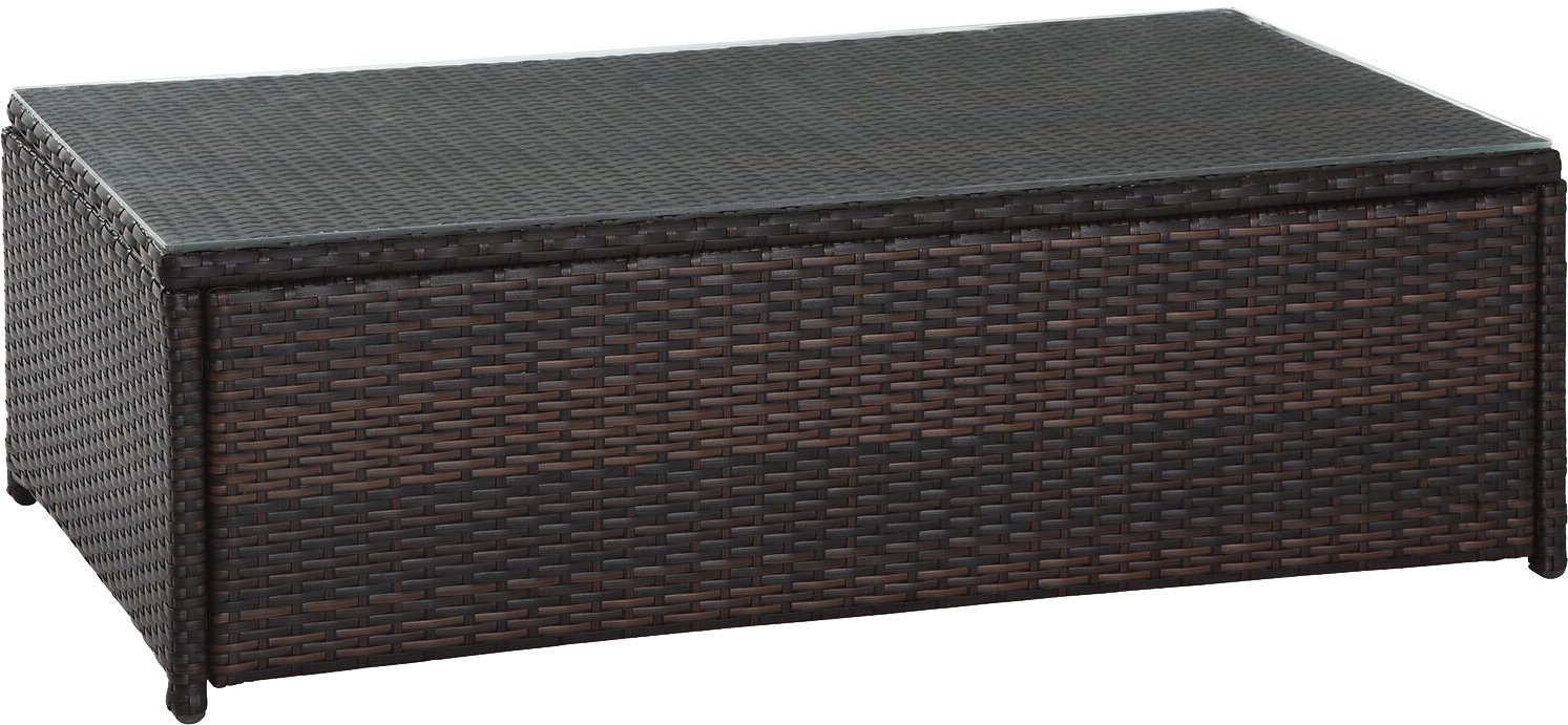 Crosley Furniture Palm Harbor All Weather Rattan Wicker Outdoor Coffee Table for Patio, Deck, Porch, Brown