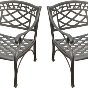 Crosley Furniture Sedona 2-Piece Outdoor Chair Set, Cast Aluminum Patio Chairs for Conversation, Porch, Deck, Black