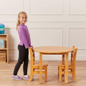 ECR4Kids 30in D Round Hardwood Table with 22in Legs, Kids Furniture, Honey