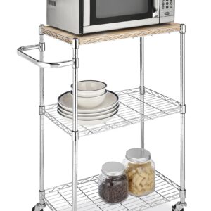 Whitmor Supreme Kitchen and Microwave Cart Wood & Chrome 13.25 x 27.5 x 33.5 inches