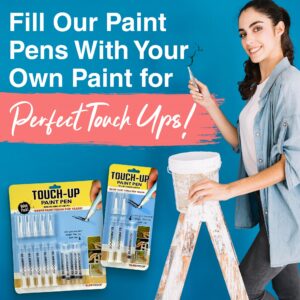 Slobproof Touch-Up Paint Pen - Refillable Paint Brush Pens - Touch-Up Paint Pens for Walls, Window, Wood - Fillable Paint Pens w/ Any Paint Types (Fill with Own Paint for a Precise Match), 2-in-1 Pack