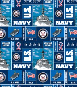 sykel enterprises - military navy fleece fabric - sold by the yard