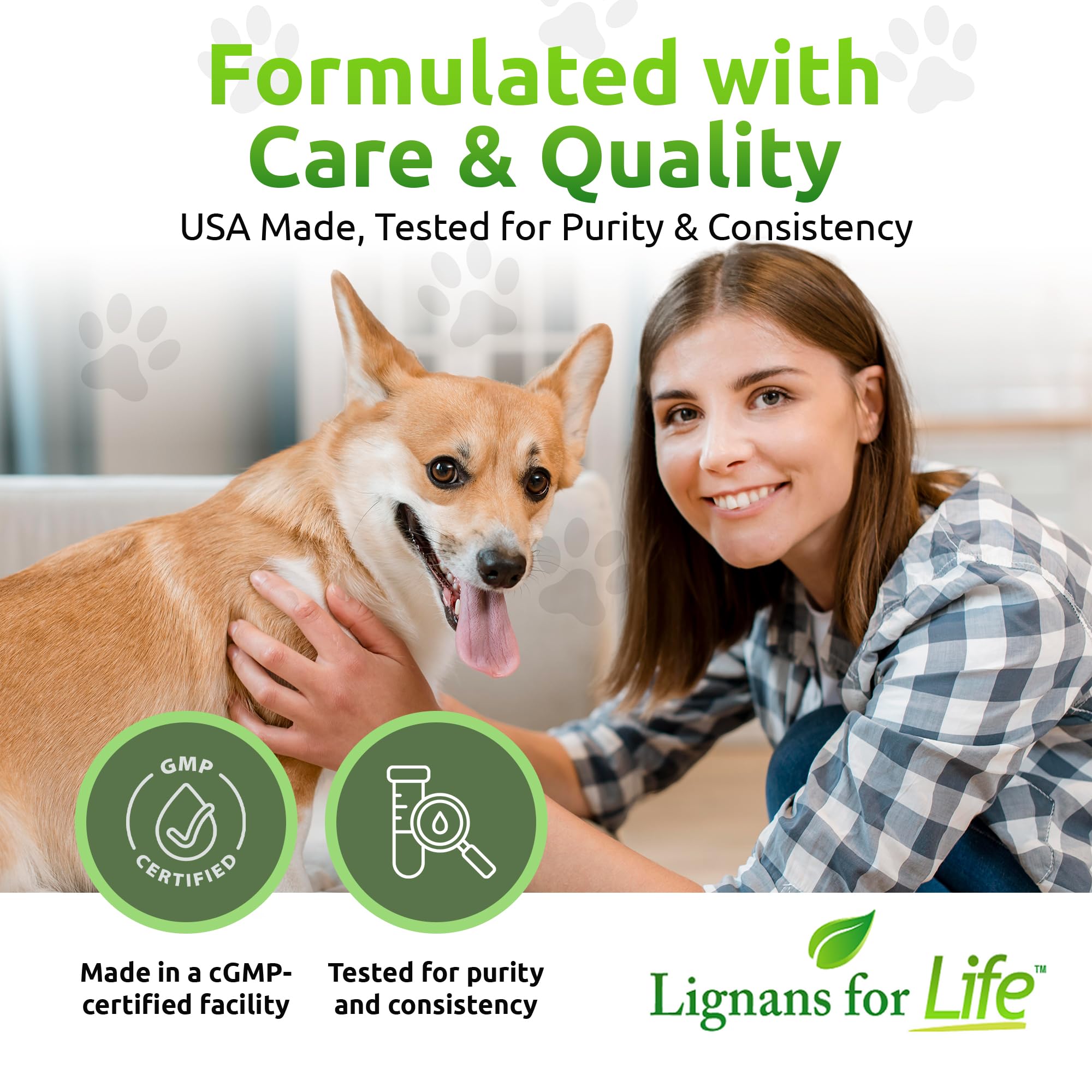 Lignans For Life Flaxseed Lignans for Dogs + SDG - Omega 3 Fatty Acids, High Fiber Antioxidants - Helps Improve Shiny Coat, Digestive & Heart Health Flax Seed for Dogs, 90 Flaxseed Capsules, 2 Pack