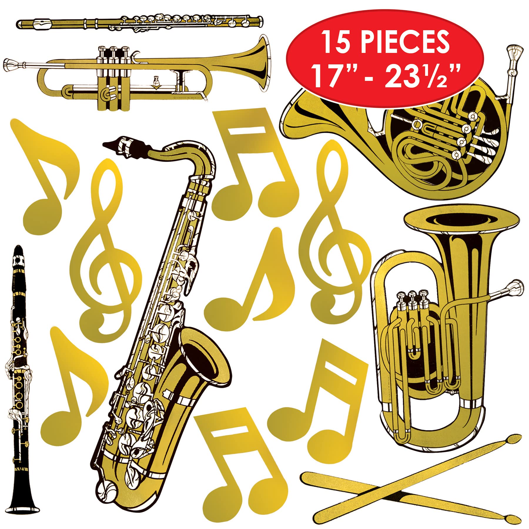 Beistle Gold Foil Musical Instruments Cutouts