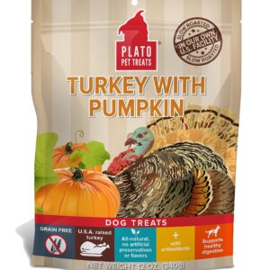 PLATO, Pet Treats, Original Real Strips Turkey & Pumpkin 12oz