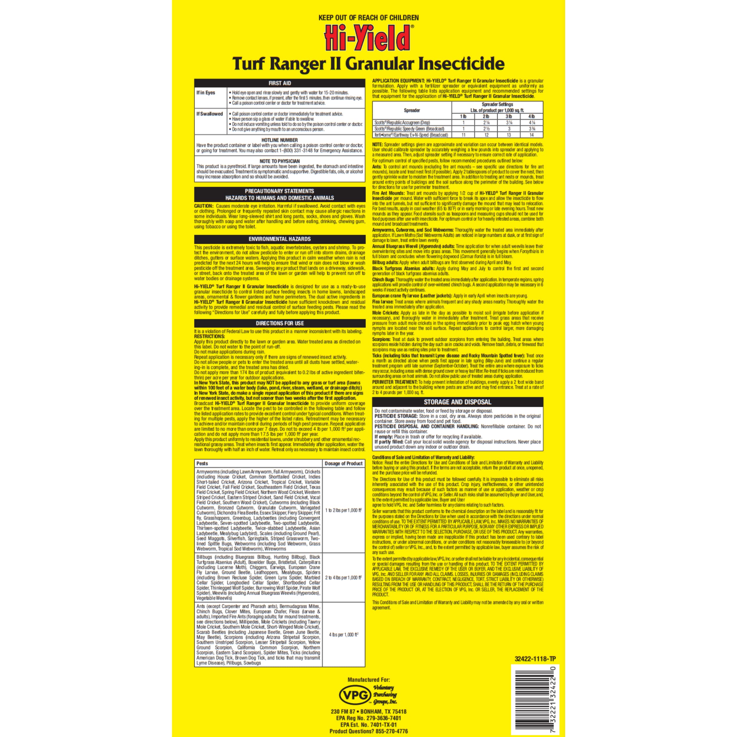 Hi-Yield (32423) Turf Ranger II Granular Insecticide (20 lb.)