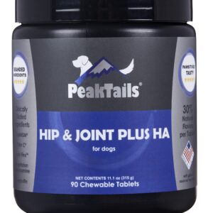 PeakTails Arthrix Plus HA, 90 Count Tablets, Provides Maximum Hip & Joint Support for Dogs, Formulated with Clinically Studied Ingredients, MSM, Glucosamine, Chondroitin, Hyaluronic Acid