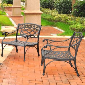 Crosley Furniture Sedona 2-Piece Outdoor Chair Set, Cast Aluminum Patio Chairs for Conversation, Porch, Deck, Black