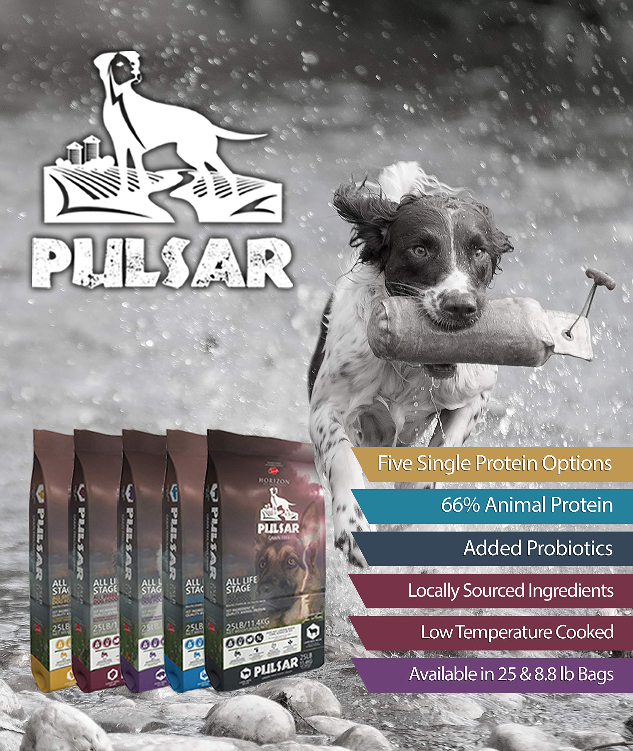 Horizon Pet Nutrition Pulsar Grain Free, Non GMO, Meat Dense All Life Stage Dry Dog Food, 25 lb, (HRN-012)