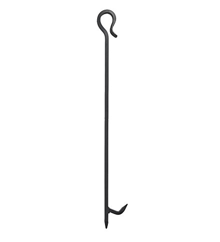 Plow & Hearth Tall 5 Piece Hand Forged Iron Fireplace Tool Set with Poker, Tongs, Shovel, Broom, and Stand 7-in Diam. x 32.5 H Black