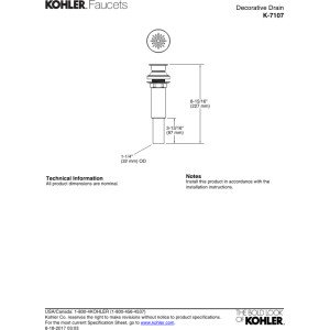 Kohler K-7107-2BZ Grid Bath Sink Drain w/Flower Design Oil Rubbed Bronze