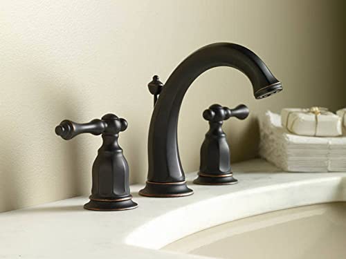 KOHLER Kelston Widespread Bathroom Sink Faucet, Drain Included, 3 Hole Installation, Oil-Rubbed Bronze Finish, K-13491-4-2BZ