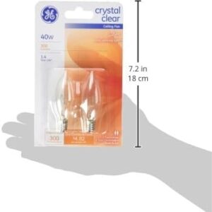 Ge Ceiling Fan Light Bulbs Blunt Tip 40 W 280 Lumens Candelabra 3.19 in. C-7a Clear Carded 2 Pack