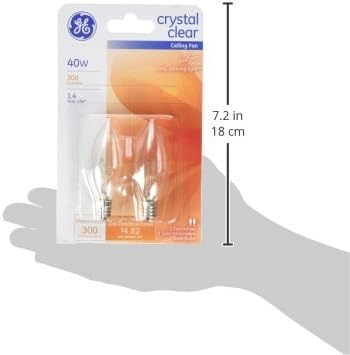 Ge Ceiling Fan Light Bulbs Blunt Tip 40 W 280 Lumens Candelabra 3.19 in. C-7a Clear Carded 2 Pack