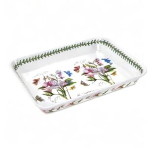 Portmeirion Botanic Garden 15" x 11" Lasagna Dish | Sweet Pea Motif | Fine Porcelain | Chip Resistant Glaze | Dishwasher, Microwave, Freezer, Oven Safe