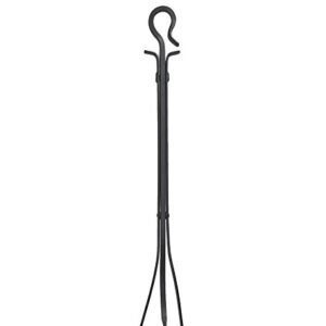 Plow & Hearth Tall 5 Piece Hand Forged Iron Fireplace Tool Set with Poker, Tongs, Shovel, Broom, and Stand 7-in Diam. x 32.5 H Black