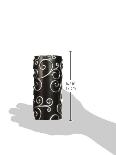 Zest Candle Pillar Candles, 3 by 6-Inch, Black Scroll