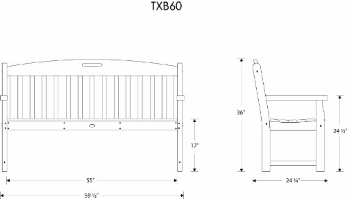 Trex Outdoor Furniture TXB60TH 60-Inch Yacht Club Bench, Tree House