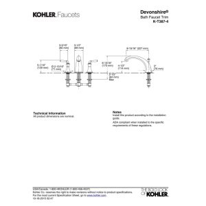 Kohler K-T387-4-2BZ Devonshire Deck Mount Bath Faucet Trim, Oil Rubbed Bronze