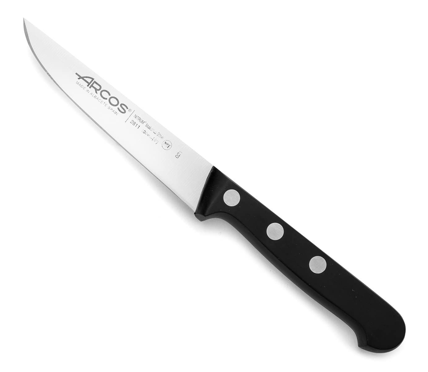 ARCOS Vegatable Knife 4 Inch Stainless Steel. Professional Vegetable Knife for Peeling Fruits and Vegetables. Ergonomic Polyoxymethylene Handle and 100 mm Blade. Series Universal. Color Black.