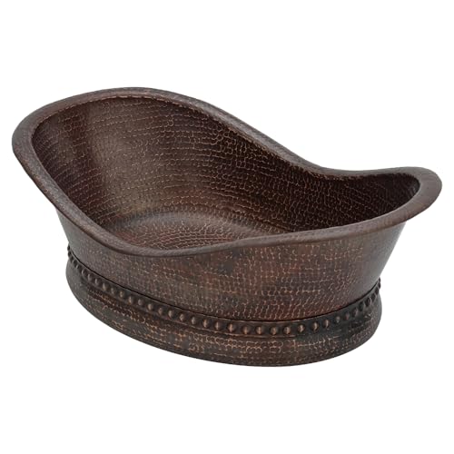 Premier Copper Products VBT20DB 20" Bathtub Vessel Hammered Copper Sink, Oil Rubbed Bronze