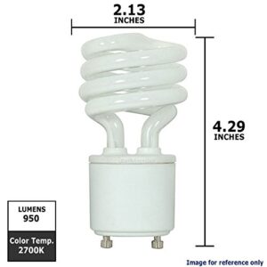 Satco S8204 15 Watt (60 Watt) 950 Lumens Mini Spiral CFL Soft White 2700K GU24 Base Light Bulb