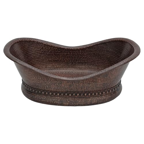 Premier Copper Products VBT20DB 20" Bathtub Vessel Hammered Copper Sink, Oil Rubbed Bronze