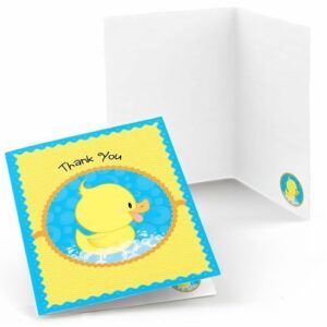 Big Dot of Happiness Ducky Duck - Baby Shower or Birthday Party Thank You Cards (8 count)