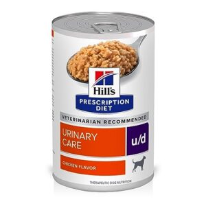 hill's prescription diet u/d urinary care chicken flavor wet dog food, veterinary diet, 13 oz. cans, 12-pack