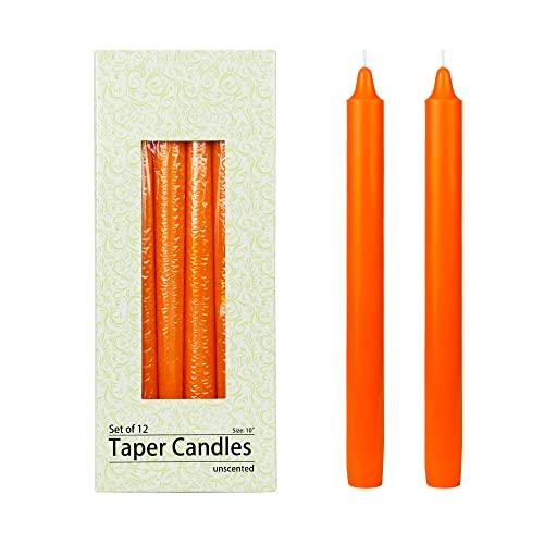 10 Inch Orange Straight Taper Candles