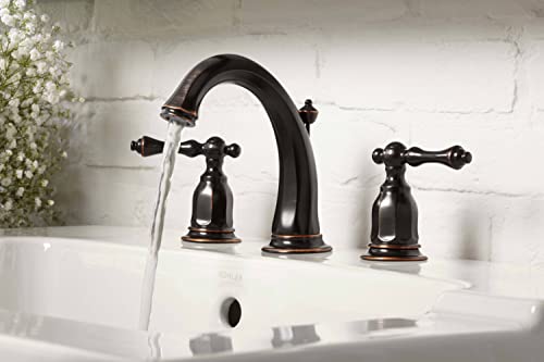 KOHLER Kelston Widespread Bathroom Sink Faucet, Drain Included, 3 Hole Installation, Oil-Rubbed Bronze Finish, K-13491-4-2BZ