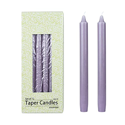 Zest Candle 12-Piece Taper Candles, 10-Inch, Lavender Straight