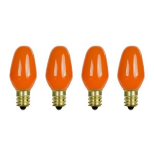 sunlite 01232 7c7 incandescent bulb, 7 watt, candelabra e12 base, c7 small night light, colored bulb, orange, 4 count