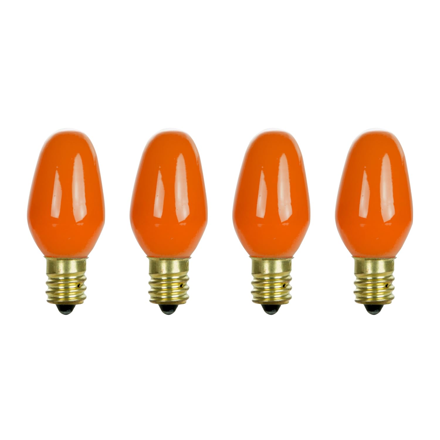 Sunlite 01232 7C7 Incandescent Bulb, 7 Watt, Candelabra E12 Base, C7 Small Night Light, Colored Bulb, Orange, 4 Count