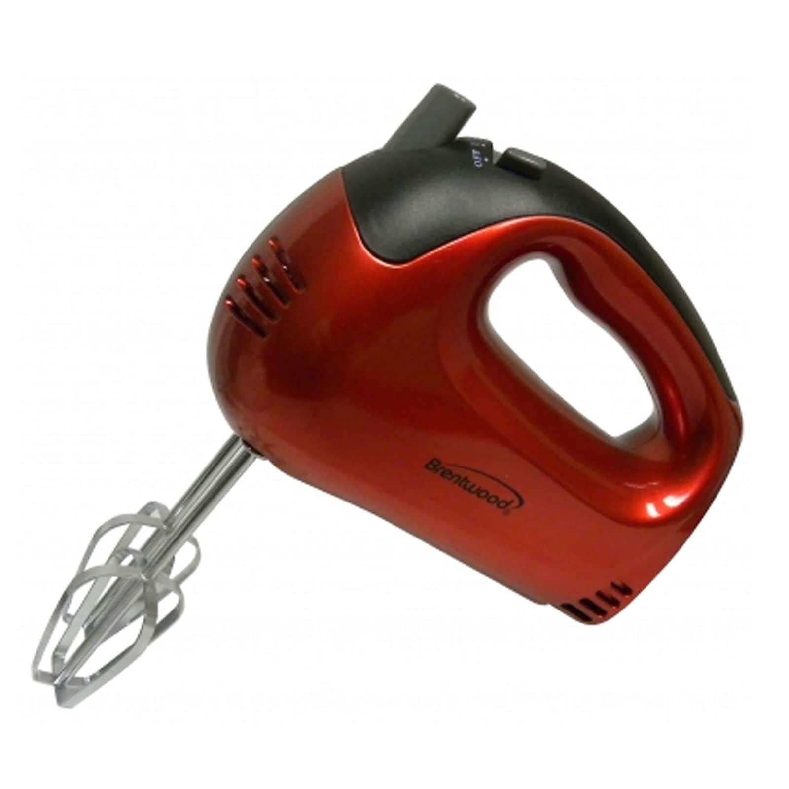 Brentwood Electric Hand Mixer Lightweight 5-Speed, Red