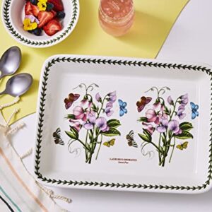 Portmeirion Botanic Garden 15" x 11" Lasagna Dish | Sweet Pea Motif | Fine Porcelain | Chip Resistant Glaze | Dishwasher, Microwave, Freezer, Oven Safe