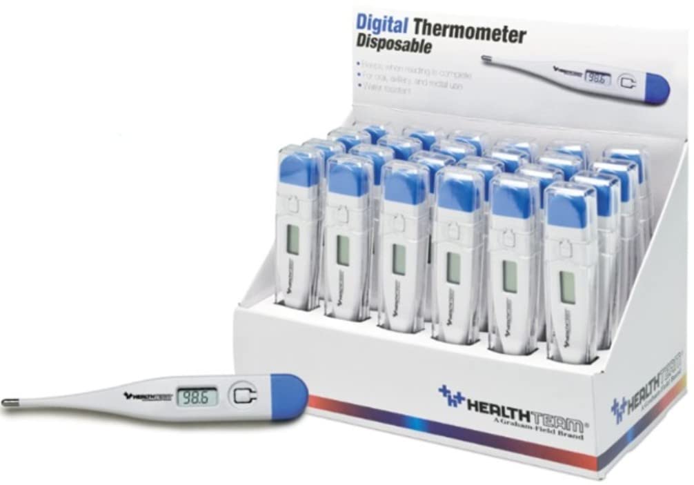 HealthTeam Digital Thermometers, Oral, Rectal & Underarm, 200 Hour Battery, Bulk 24 Count