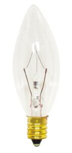 satco s3345 130v candelabra base 15-watt b8 petite light bulb, clear, 1 x 1 x 3 inch