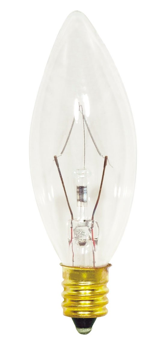 Satco S3345 130V Candelabra Base 15-Watt B8 Petite Light Bulb, Clear, 1 x 1 x 3 Inch