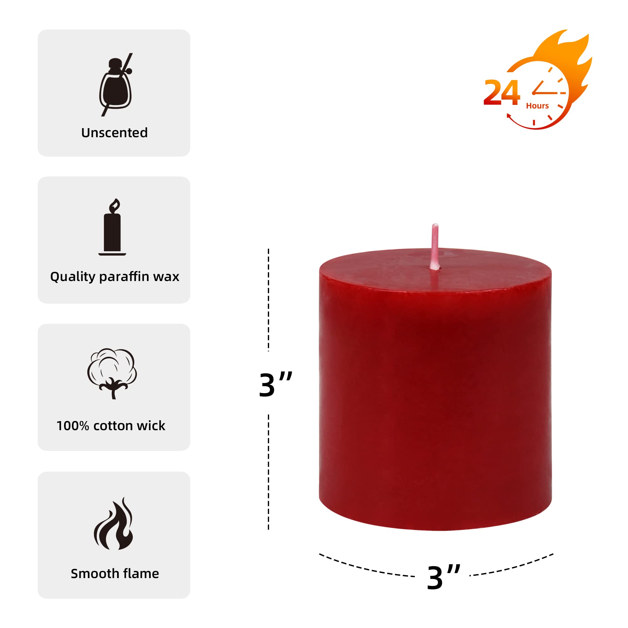 Zest Candle 3" by 3" Inch Red Pillar Candle