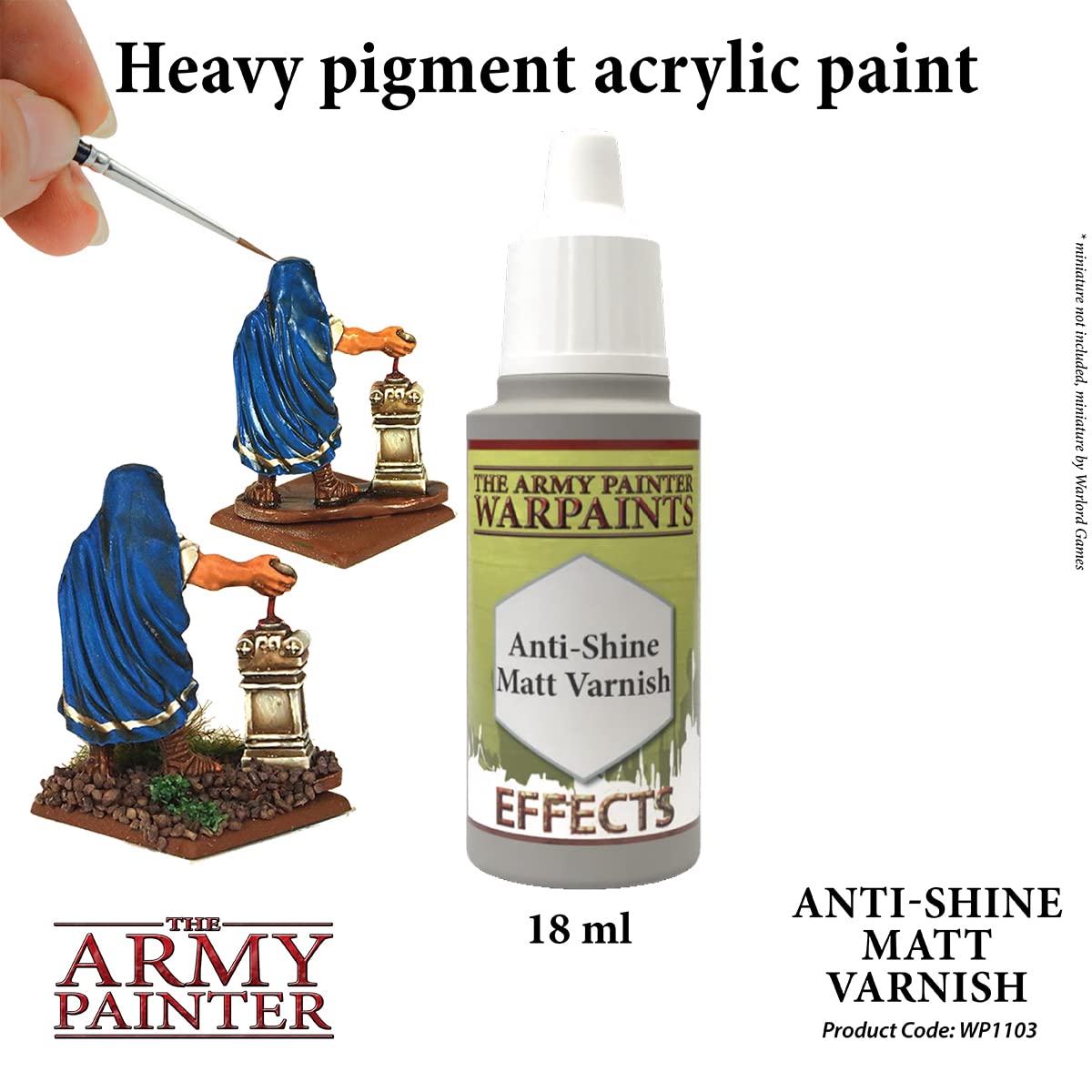 The Army Painter Anti Shine Matt Varnish for Miniature Painting - After Quickshade Matte Top Coat Acrylic Varnish for Miniatures - Matte Finish for Acrylic Model Paint, 18ml, Dropper Bottle