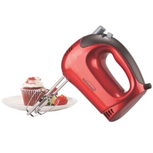 Brentwood Electric Hand Mixer Lightweight 5-Speed, Red