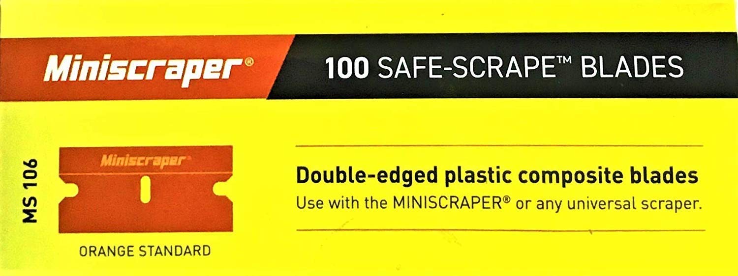 100 Plastic Double Edged Razor Blades and 2 Long Handled Razor Scrapers