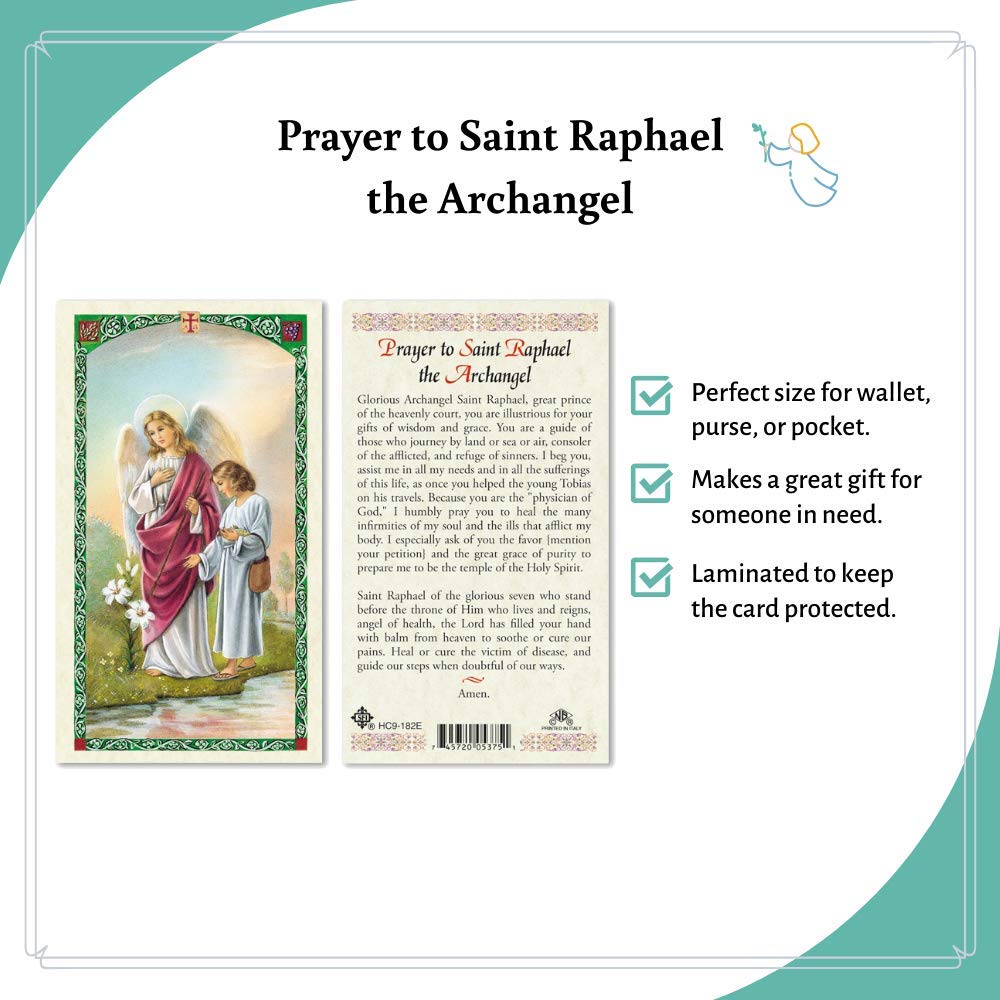 Prayer to St. Raphael the Archangel Holy Card (HC9-182E) - Laminated by San Francis Imports