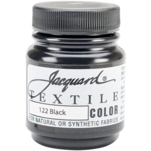 jacquard textile color black - permanent fabric paint for clothes, furniture upholstery, shoes or tote bags – indoor & outdoor fabric paint – 2.25 oz jar, upholstery fabric paint