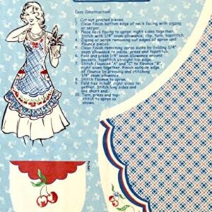 Easy Cut and Sew Adorable Apron Kit - Retro Style"Cherry Red" (35" x 62" Fabric Panel)